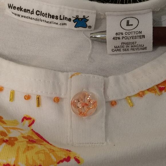 White Cropped Parasol Print Tank size Large - Picture 5 of 8